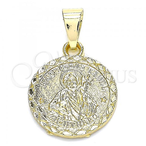 Oro Laminado Religious Pendant, Gold Filled Style San Judas Design, Polished, Golden Finish, 05.213.0075