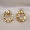 Oro Laminado Stud Earring, Gold Filled Style Chunky Design, Polished, Golden Finish, 02.196.0113