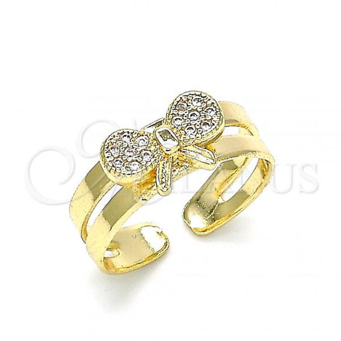 Oro Laminado Baby Ring, Gold Filled Style with White Micro Pave, Polished, Golden Finish, 01.233.0016 (One size fits all)