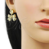 Oro Laminado Stud Earring, Gold Filled Style Bow Design, Polished, Golden Finish, 02.341.0199