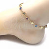 Oro Laminado Fancy Anklet, Gold Filled Style Evil Eye and Elephant Design, Multicolor Resin Finish, Golden Finish, 03.326.0010.10