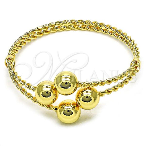 Oro Laminado Individual Bangle, Gold Filled Style Ball and Twist Design, Polished, Golden Finish, 07.93.0019