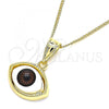Oro Laminado Pendant Necklace, Gold Filled Style Evil Eye Design, Polished, Golden Finish, 04.351.0027.1.20