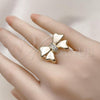 Oro Laminado Multi Stone Ring, Gold Filled Style Bow Design, with White Cubic Zirconia, Polished, Golden Finish, 01.60.0023