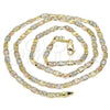 Oro Laminado Basic Necklace, Gold Filled Style Mariner Design, Polished, Tricolor, 04.380.0040.24