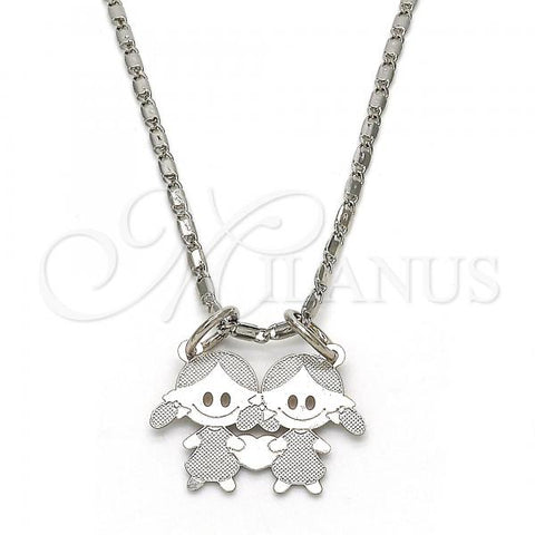 Rhodium Plated Pendant Necklace, Little Girl Design, Polished, Rhodium Finish, 04.106.0018.1.20