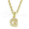 Oro Laminado Fancy Pendant, Gold Filled Style Initials Design, with White Cubic Zirconia, Polished, Golden Finish, 05.341.0027
