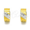 Stainless Steel Huggie Hoop, with White Crystal, Polished, Golden Finish, 02.230.0045.3.12