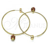 Oro Laminado Medium Hoop, Gold Filled Style with Garnet Crystal, Polished, Golden Finish, 02.63.2736.1.50