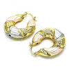 Oro Laminado Medium Hoop, Gold Filled Style Hollow Design, Diamond Cutting Finish, Tricolor, 02.170.0412.30