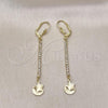 Oro Laminado Long Earring, Gold Filled Style Star Design, with Cubic Zirconia, Golden Finish, 5.104.018