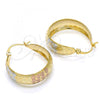 Oro Laminado Medium Hoop, Gold Filled Style Polished, Tricolor, 02.106.0016.1.30