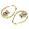 Oro Laminado Medium Hoop, Gold Filled Style Owl Design, with Multicolor Crystal, Diamond Cutting Finish, Golden Finish, 02.380.0059.30
