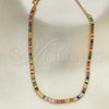 Oro Laminado Fancy Necklace, Gold Filled Style with Multicolor Cubic Zirconia, Polished, Golden Finish, 04.130.0001.5.12