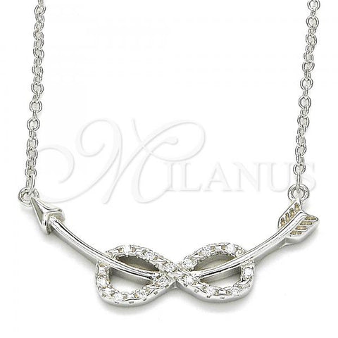 Sterling Silver Pendant Necklace, Infinite Design, with White Cubic Zirconia, Polished, Rhodium Finish, 04.336.0078.16
