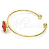 Oro Laminado Individual Bangle, Gold Filled Style with Padparadscha Swarovski Crystals, Polished, Golden Finish, 07.239.0012.1 (02 MM Thickness, One size fits all)
