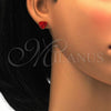 Stainless Steel Stud Earring, Heart Design, with Garnet Crystal, Polished, Golden Finish, 02.271.0022.8