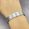 Stainless Steel Solid Bracelet, Greek Key Design, Polished, Two Tone, 03.114.0218.2.09