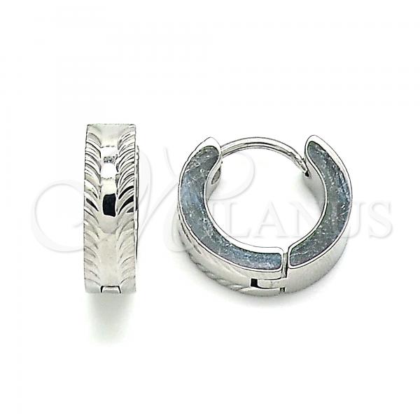 Stainless Steel Huggie Hoop, Diamond Cutting Finish, Steel Finish, 02.384.0025.12