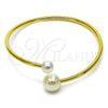 Oro Laminado Individual Bangle, Gold Filled Style Ball Design, with Ivory Pearl, Polished, Golden Finish, 07.341.0069