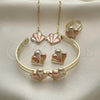 Oro Laminado Earring and Pendant Children Set, Gold Filled Style Polished, Tricolor, 06.65.0157