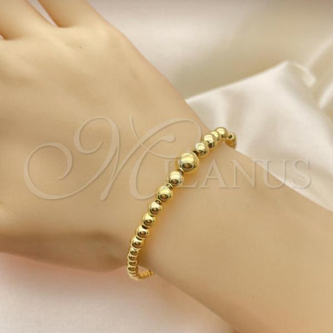 Oro Laminado Individual Bangle, Gold Filled Style Ball Design, Polished, Golden Finish, 07.32.0007.05