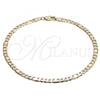 Oro Laminado Basic Anklet, Gold Filled Style Figaro Design, Polished, Golden Finish, 04.319.0004.10