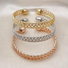 Oro Laminado Trio Bangle, Gold Filled Style Diamond Cutting Finish, Tricolor, 07.170.0035