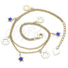 Oro Laminado Charm Anklet , Gold Filled Style Star Design, Blue Enamel Finish, Golden Finish, 03.213.0125.10