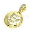 Oro Laminado Fancy Pendant, Gold Filled Style Initials Design, with White Cubic Zirconia, Polished, Golden Finish, 05.341.0005