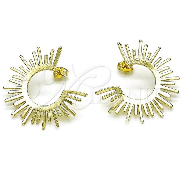 Oro Laminado Stud Earring, Gold Filled Style Polished, Golden Finish, 02.213.0547