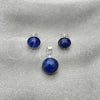 Sterling Silver Earring and Pendant Adult Set, with Denin Blue Pearl, Polished, Silver Finish, 10.392.0001