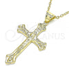 Oro Laminado Religious Pendant, Gold Filled Style Crucifix Design, Polished, Golden Finish, 05.100.0006