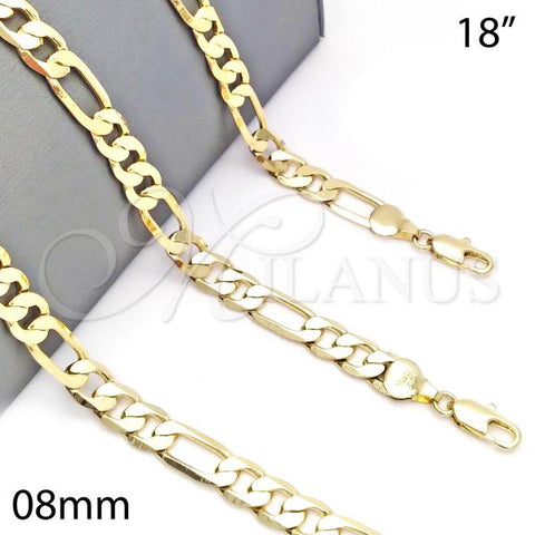 Oro Laminado Basic Necklace, Gold Filled Style Figaro Design, Polished, Golden Finish, 5.222.011.18