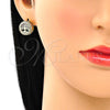 Oro Laminado Stud Earring, Gold Filled Style Tree Design, with White Micro Pave, Polished, Golden Finish, 02.156.0473