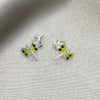 Sterling Silver Stud Earring, Dragon-Fly Design, Yellow Enamel Finish, Silver Finish, 02.406.0002.01