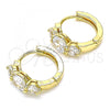 Oro Laminado Huggie Hoop, Gold Filled Style with White Cubic Zirconia, Polished, Golden Finish, 02.210.0490.15