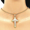 Oro Laminado Religious Pendant, Gold Filled Style Crucifix Design, Polished, Tricolor, 05.351.0159.1