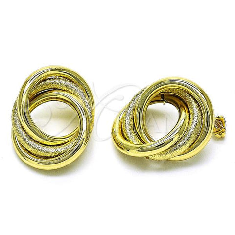 Oro Laminado Stud Earring, Gold Filled Style Chunky Design, Matte Finish, Golden Finish, 02.213.0550