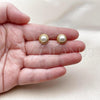 Oro Laminado Stud Earring, Gold Filled Style Flower Design, with Ivory Pearl, Polished, Golden Finish, 02.342.0362
