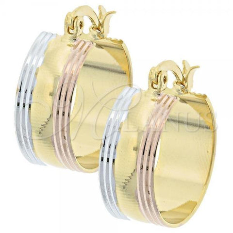 Oro Laminado Small Hoop, Gold Filled Style Diamond Cutting Finish, Tricolor, 5.144.005.2