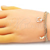Oro Laminado Charm Bracelet, Gold Filled Style Butterfly and Paperclip Design, Polished, Golden Finish, 03.213.0185.07
