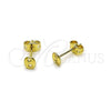 Oro Laminado Stud Earring, Gold Filled Style Puff Mariner Design, Polished, Golden Finish, 02.213.0825
