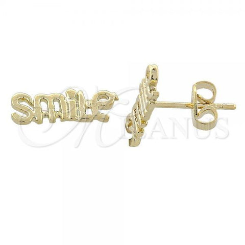 Oro Laminado Stud Earring, Gold Filled Style Smile Design, Polished, Golden Finish, 02.94.0054 *PROMO*