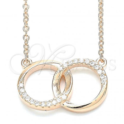 Sterling Silver Pendant Necklace, with White Cubic Zirconia, Polished, Rose Gold Finish, 04.336.0030.1.16