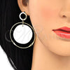 Oro Laminado Long Earring, Gold Filled Style White Resin Finish, Golden Finish, 02.268.0076