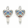 Sterling Silver Huggie Hoop, Heart Design, with Multicolor Micro Pave, Polished, Rhodium Finish, 02.186.0192.12