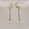 Oro Laminado Long Earring, Gold Filled Style with Cubic Zirconia, Golden Finish, 5.105.013
