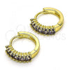 Oro Laminado Huggie Hoop, Gold Filled Style with Amethyst Cubic Zirconia, Polished, Golden Finish, 02.210.0105.16.15