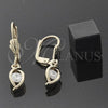 Oro Laminado Dangle Earring, Gold Filled Style with White Cubic Zirconia, Polished, Golden Finish, 5.027.016